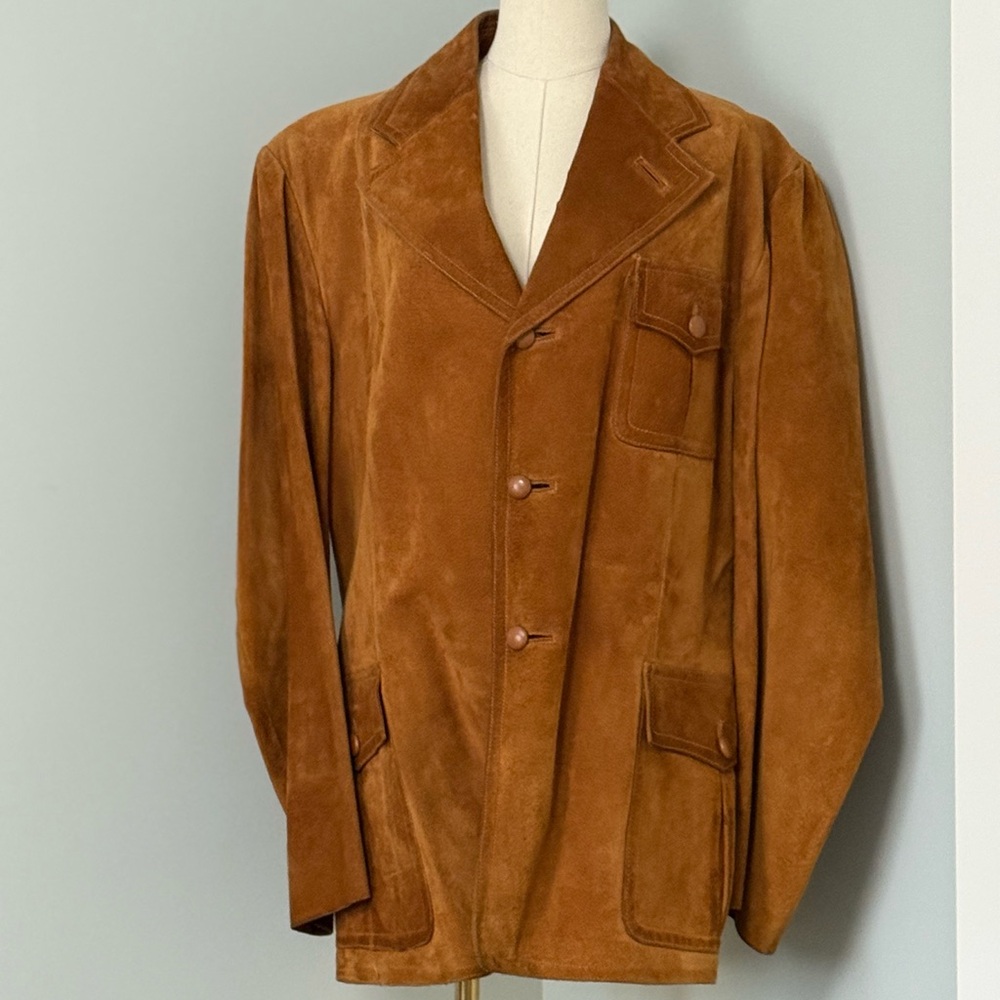 Vintage All Seasons (Toronto) Brown Suede Jacket, 70’s Safari Blazer Likely LRG